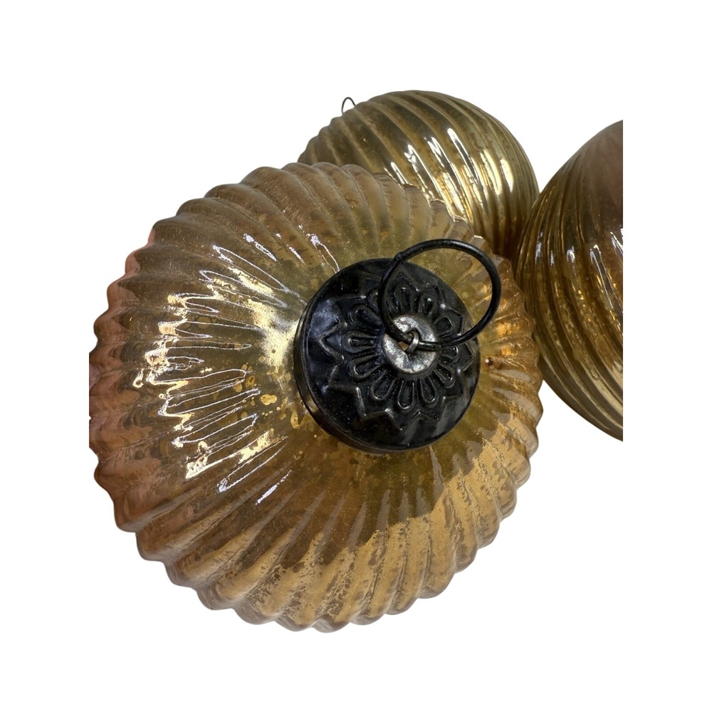 Kugel Style‎ Gold Mercury Glass 6" Ribbed Christmas Ornament Table Display Large - Picture 5 of 7